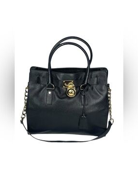 New Michael Kors Hamilton Large NS Tote Bag Leather Handbag Purse Black Shoulder